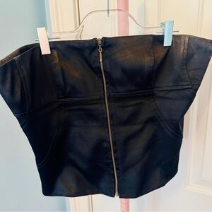 Black Silk Strapless Top